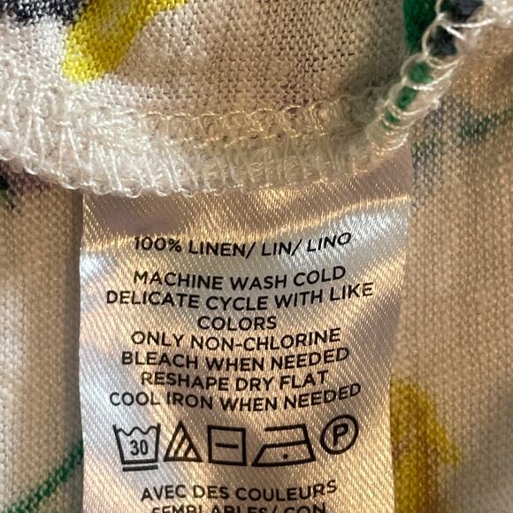 LOFT Floral Linen Flutter Wedge Tee Womens Medium White Multicolor Casual Top - Picture 8 of 10